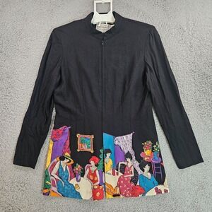 Karin Stevens‎ Tunic Blazer Coat Women Size 8 Zip Women Painting Print
